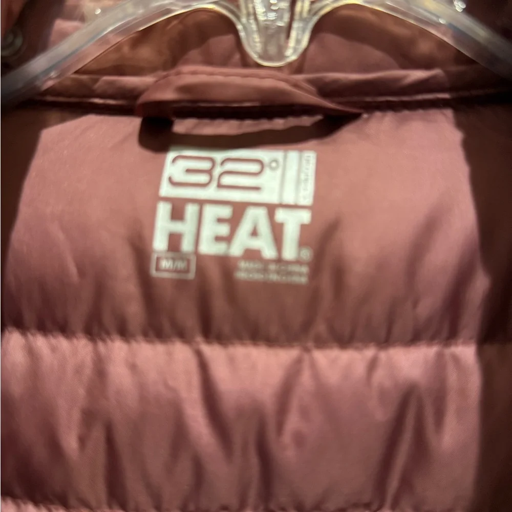 32 Degrees Mauve Quilted Hooded Puffer Coat
